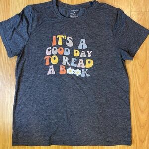 SHEIN Navy Short-Sleeve Tee with Multicolor Positive Graphic